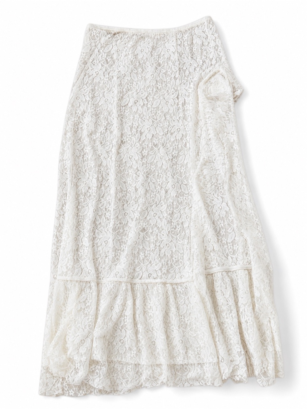 Lace Tiered Maxi Skirt - White